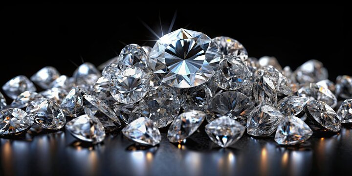 of a pile of diamonds on a black background, representing wealth and luxury, diamonds, wealth, luxury, riches