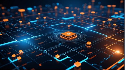 Abstract wallpaper background blue orange digital