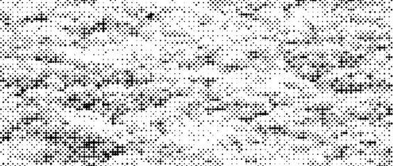 Pixelated grain texture bitmap. Dither grunge background. Abstract dotted glitchy pattern. Video game screen wallpaper. Retro pixel art backdrop. Comic halftone overlay. Black speckle effect vector