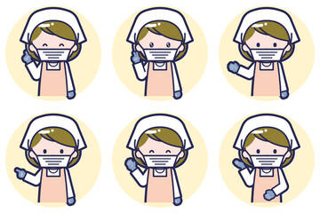 女性調理員のポーズセット_03