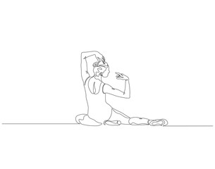 Continuous one line drawing of woman ballet dancer. Single line drawing illustration of ballet dancer. Ballerina concept line art. Editable outline.