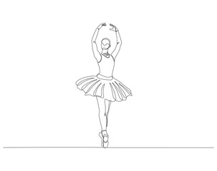 Continuous one line drawing of woman ballet dancer. Single line drawing illustration of ballet dancer. Ballerina concept line art. Editable outline.