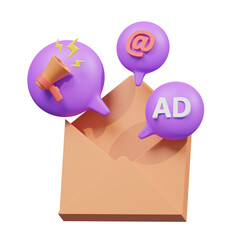 brown purple email broadcast error 3d illustration