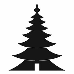 Pagoda and Christmas tree icon silhouette vector art illustration 
