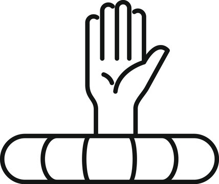 recommend clip art: Line art icon of a hand waving above water, symbolizing a drowning person in need of urgent rescue