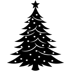 Christmas tree icon silhouette vector art illustration