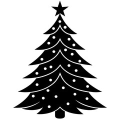 Christmas tree icon silhouette vector art illustration