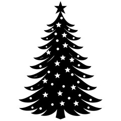 Christmas tree icon silhouette vector art illustration