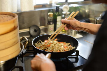 Kinpira burdock root is a Japanese dish that is cooked in soy sauce and sugar. 