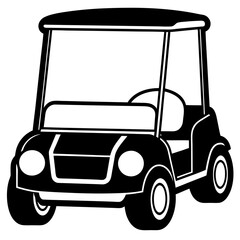 Golf cart front view icon silhouette vector art illustration design