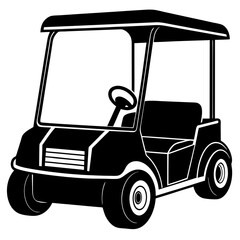 Golf cart front view icon silhouette vector art illustration design