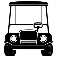 Golf cart front view icon silhouette vector art illustration design