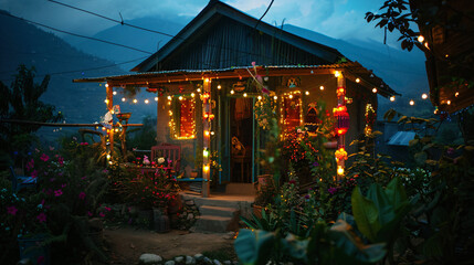 Interior of House with Creative Lighting Setup, Modern Decoration Concept