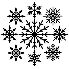 Snowflakes Nice element for Christmas banner, cards. New year ornament silhouette vector art illustration