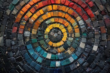 Fototapeta premium A colorful and eye-catching shield, showcasing a vibrant mosaic of geometric shapes.