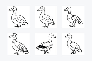 Egyptian Goose sits icon vector, Duck Editable Stroke Vector Line Icon, Goose Editable Stroke Vector Line Icon, 