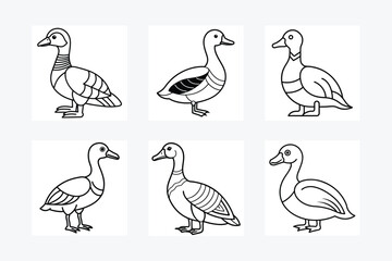 Egyptian Goose sits icon vector, Duck Editable Stroke Vector Line Icon, Goose Editable Stroke Vector Line Icon, 