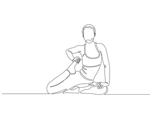 Continuous one line drawing of yoga. Single line drawing illustration of women yoga pose. Yoga, Meditation, Healty body, Relaxtation, International day of peace concept line art. Editable outline.