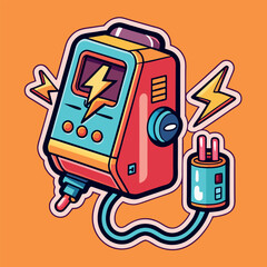 Naklejka premium Retro-inspired Doodle Sticker Illustration for Phone Charger