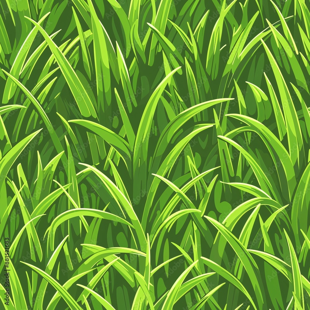 Poster a seamless pattern showcasing fresh, green grass with a consistent and natural texture ideal for fab