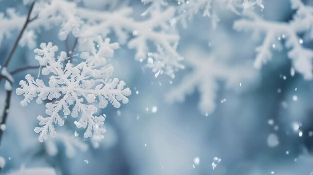 Winter Wonderland: Snowflakes on Branches