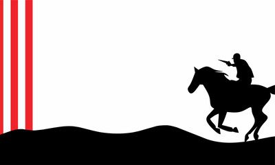 Battle of New Orleans Day Background with Silhouettes of Soldiers on Horseback, and Copy Space Area. Suitable for placement in content with that theme.