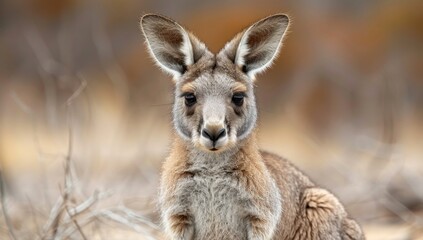 Fototapeta premium Close-up Portrait of a Curious Kangaroo
