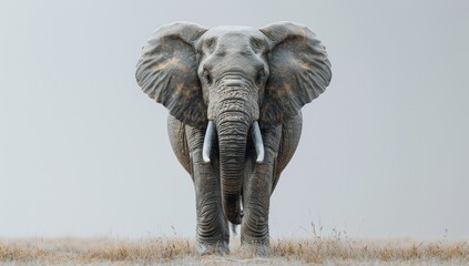 Fototapeta premium Elephant in a Foggy Meadow