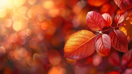 Autumn Leaves with Warm Bokeh Background