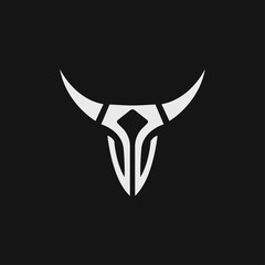 Bull Viking helmet logo design. Tribal design warrior bull head.