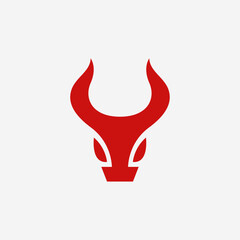 Simple red devil Bull head logo.
