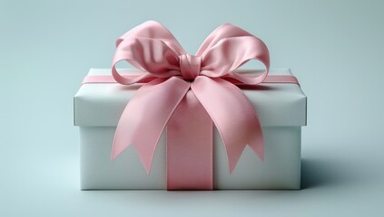 Obraz premium White Gift Box with Pink Bow