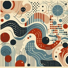 Naklejka premium Abstract doodle geometric shape seamless pattern, wallpaper design for advertising in poster, brochure and web banner, illustration generative ai