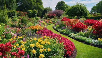 Obraz premium Beautiful garden with hydrangeas in Brittany 