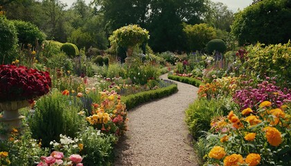 Beautiful garden with hydrangeas in Brittany
