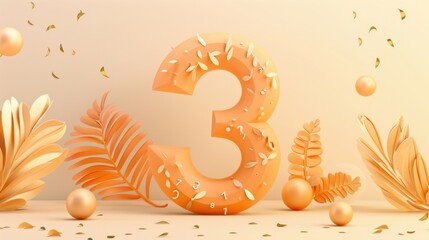 Obraz premium Wedding anniversary card, golden number, flat design illustration