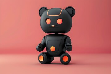 Minimalist 3D Cartoon Robot Bear Logo Design