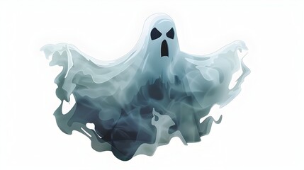 Minimalist Eerie Ghost Logo with Haunting Fog and Ominous Atmosphere
