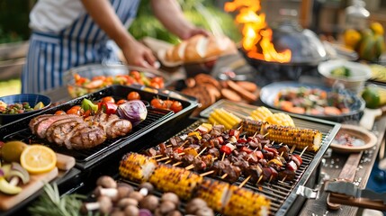 Obraz premium Mouthwatering Labor Day Barbecue Feast with Delectable Grilled Dishes and Flavorful Sides