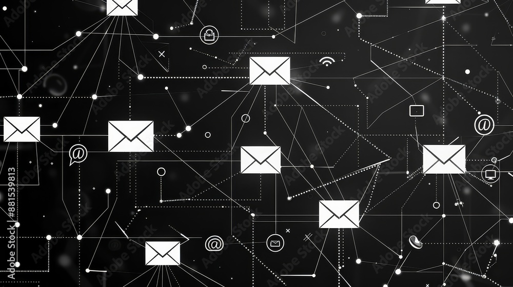 Aufkleber abstract network of email communication - abstract representation of a network of email communicatio
