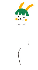 Cute Rabbit Wearing Pomelo Hat Illustration