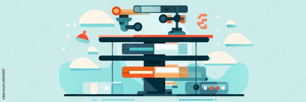 Poster automation technology: robotic arm automation for a modern production line - a futuristic illustrati
