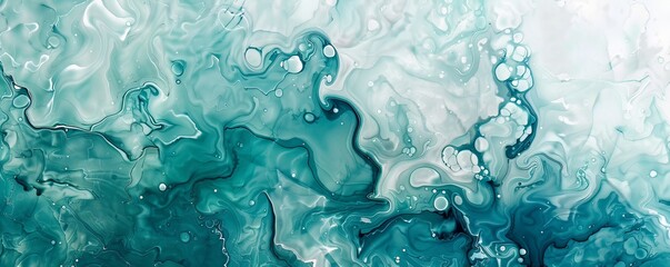 Naklejka premium Abstract Green and White Swirling Liquid Marble Background