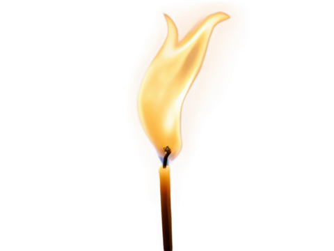 Flama de una vela delgada encendida