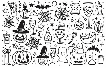 Halloween Elements, Halloween clipart,Happy Halloween design elements set on white background