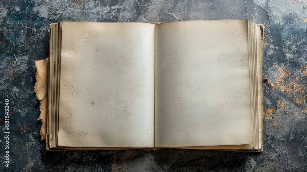 Aufkleber blank book with open pages for text insertion top view