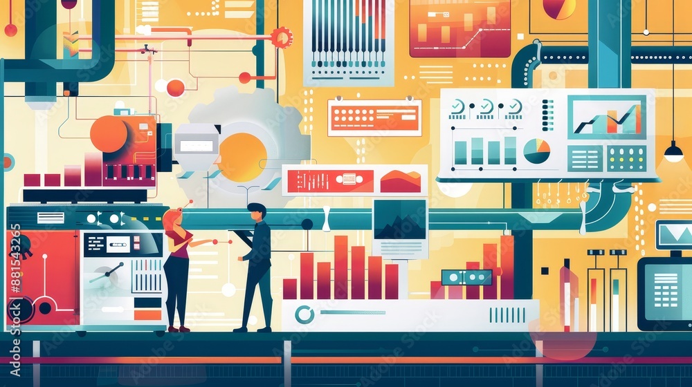 Poster data visualization: the future of analytics - a futuristic and vibrant illustration representing dat