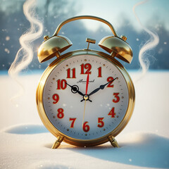 A rad alarm clock on a pristine white background ai photo