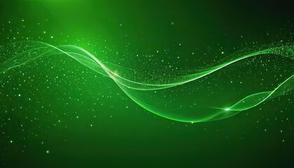 Digital Art wallpaper green particles neon wave and light abstract background with shining dots stars - abstract PC desktop Wallpaper Background Concept 172