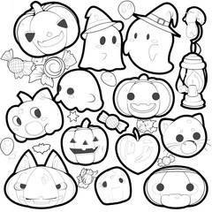 Cute Halloween Kids Coloring Page..